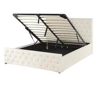 Lit Double en Velours Beige Clair 140 x 200 cm avec Sommier à Lattes et Coffre de Rangement Ultra Confortable et Élégant pour Chambre Glamour Beliani