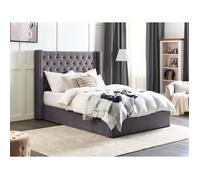 Lit double en velours gris 140x200cm avec rangement - BELIANI - LUBBON