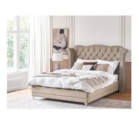 Lit double en velours taupe 180 x 200 cm AYETTE - BELIANI - Vintage - Beige - 2 places - A lattes