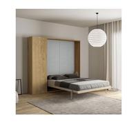 Lit double escamotable - Kentaro - ISOKA - Chêne naturel - 160x190 cm - 2 places