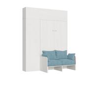 Lit double escamotable français Kentaro 140 cm avec canapé et meubles