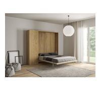 Lit double escamotable - Kentaro - ISOKA - Chêne naturel - 160x190 cm - 2 places
