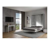 Lit double 160x190cm armoire grise escamotable au mur Kentaro Concrete