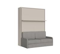 Lit double escamotable vertical de 160 cm Versia Sofà avec canapé, étagère Argilla