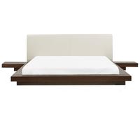 Lit double en bois foncé style japonais ZEN - BELIANI - 180x200 cm - Avec tiroirs - Contemporain