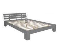 Lit double lit en bois futon lit 140x200 lit pin gris cadre de lit en bois massif Gris G