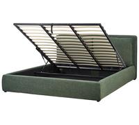 Lit Double Moderne avec Coffre de Rangement 180 x 200 cm en Tissu Vert Bajonna
