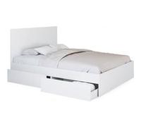Lit double OMAHA 4 tiroirs sur roulettes avec tête de lit et sommier 140 x 190 cm blanc Blanc G