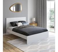 Lit double omaha avec tête de lit et sommier 140 x 190 cm blanc