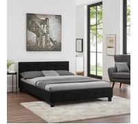 IDIMEX Lit Double pour Adulte Mathieu Couchage 140 x 190 cm avec sommier 2 Places / 2 Personnes, tête et Pied de lit capitonnés, revêtement en Tissu Noir