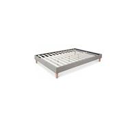 Lit Double Rembourre 140 x 200 cm Gris