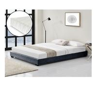 Lit Double Rembourré avec Lin avec Matelas Gris Foncé 180 x 200 cm Corium