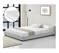 Lit Double Rembourré avec Similicuir avec Matelas Blanc 140 x 200 cm Corium