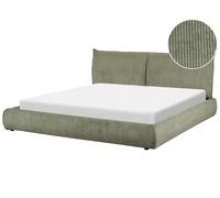 Lit Double Rembourré Design Contemporain 180 x 200 cm en Velours Côtelé Vert Vin