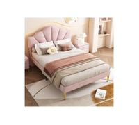 Lit double rose en forme de coquillage 140 × 200 cm par O.Ye avec pieds en fer forgé doré et tête de lit réglable en hauteur