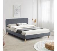 Lit Double Scandinave Balta 160 X 200 Cm Tissu Gris Anthracite