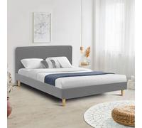 IDMarket - Lit double scandinave Balta avec tête de lit et sommier 160 x 200 cm tissu gris clair