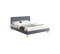 IDMarket - Lit Double scandinave Balta avec tête de lit et sommier 140 x 190 cm Tissu Gris Anthracite