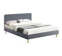 Lit double scandinave BALTA avec tête de lit et sommier 140 x 190 cm tissu gris anthracite Gris G