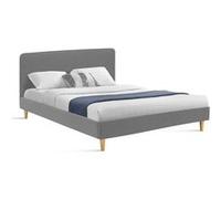 IDMarket - Lit double scandinave Balta avec tête de lit et sommier 160 x 200 cm tissu gris clair