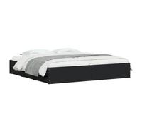 vidaXL Cadre de lit 3207246 en bois d'ingénierie avec tiroirs noir 200x200 cm sans matelas