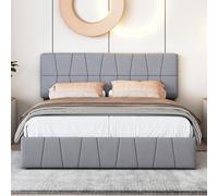 Lit Double160x200cm Avec 4 Tiroirs Et Sommier à Lattes,convient Aux Adultes Et Aux Adolescents, Gris