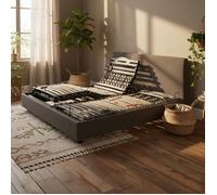 Lit électrique de relaxation en 5 plans de couchage 2x70x190 cm Plénitude Gris Granit - Gris foncé - Garantie 5 ans - Someo