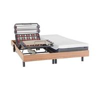Vente-unique - Lit électrique de Relaxation Lattes et plots + Matelas mémoire de Forme - 2 x 80 x 200 cm - Chêne - DIONYSOS de YSMÉE