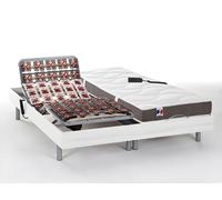 Lit électrique de relaxation tout plots + matelas 100% latex 3 zones - 2 x 80 x 200 cm - Blanc - JUPITER de YSMÉE