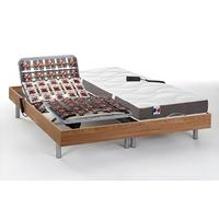Lit électrique de relaxation tout plots + matelas 100% latex 3 zones - 2 x 80 x 200 cm - Naturel clair - JUPITER de YSMÉE