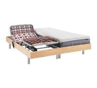Lit électrique de relaxation tout plots + matelas mémoire de forme - 2 x 70 x 190 cm - Chêne - HESIODE III de YSMÉE