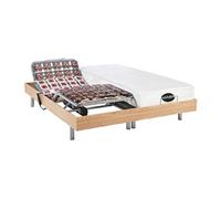 Lit électrique de relaxation tout plots + matelas mémoire de forme et bambou - 2 x 70 x 190 cm - Chêne - LYSIS III de NATUREA