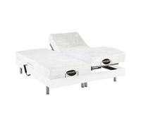 Lit électrique de relaxation tout plots + matelas mémoire de forme et bambou - 2 x 80 x 200 cm - Blanc - LYSIS III de NATUREA