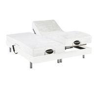 Lit électrique de relaxation tout plots + matelas mémoire de forme et bambou - 2 x 80 x 200 cm - Blanc - LYSIS III de NATUREA