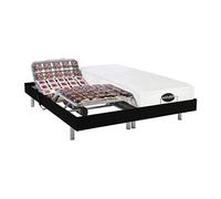 Lit électrique de relaxation tout plots + matelas mémoire de forme et bambou - 2 x 90 x 200 cm - Noir - LYSIS III de NATUREA
