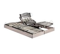 Lit électrique - EBAC LITERIE - S62 - 2x80x200 cm - Réglage fermeté lombaires - Gris