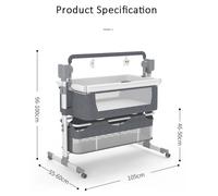 Lit électrique intelligent pour bébé - Lit d'appoint avec balancement à 5 niveaux, musique via Bluetooth, pliable, réglable en hauteur sur 3 positions, télécommande, sans formaldéhyde - Gris