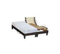 Lit Electrique Matelas Mousse Accueil Latex + Sommier Electrique 2x90x200 Avec Reglage Fermete