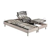 Lit électrique S73+Lattes bois - Réglage fermeté lombaires - 2x90x200 - Chêne clair