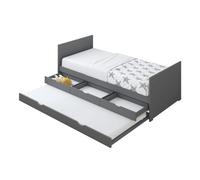 Sunny Eli Lit Gigogne Avec 3 Tiroirs De Rangement, En Bois, Gris | Lit 2 Places Pour Chambre Enfant - Matelas Hybride 90 X 200 Inclus | Dimensions Totales: 206 X 97 X 75 Cm