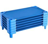 Lit empilable pour enfants Lit à dormir bleu - set de 6 pièces - 102x57x15cm Chaise longue pour enfants - Parfait pour les chambres d'enfants et les crèches