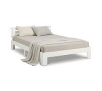 Homestyle4u Lit double 1892 en pin massif 120 x 200 cm blanc