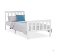 Lit en bois simple Lit enfant 90x200 Jeunesse de lit massif blanc pin cadre