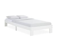 Lit en bois 90x200 Cadre de Lit Simple Blanc Sommier à lattes Massif Homestyle4u