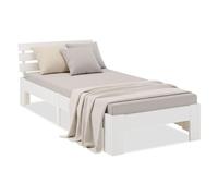 Lit en bois 90x200 cm blanc avec matelas