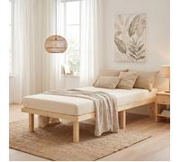 Homestyle4u Lit en bois de pin massif 90 x 200 cm avec sommier à lattes, cadre de lit en bois de pin massif non traité, lit simple, article 2927