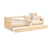 Lit en Bois 90x200 cm Naturelle | Extensible en lit double | Lit cabane | avec sommier | Chambre enfant, adolescent, invité