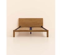 Lit en bois foncé 140x200 cm - Avec tête de lit - Bois de bouleau massif éco-responsable -- Haut de gamme - Durable et robuste - Tediber