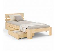 Homestyle4u Lit simple 90x200 avec tiroir naturel Beige G
