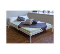Homestyle4u Lit 140 x 200 cm Bois massif avec sommier à lattes Blanc